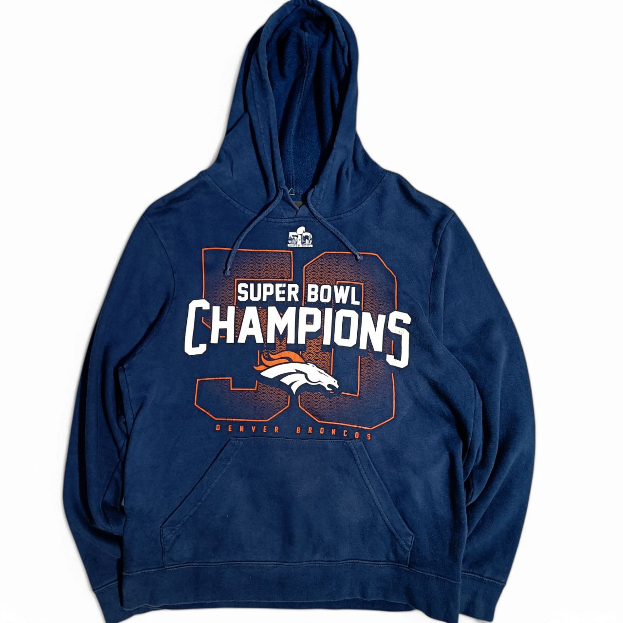 Felpa USA con Cappuccio Champion Superbwl Broncos Hoodie Uomo (M)