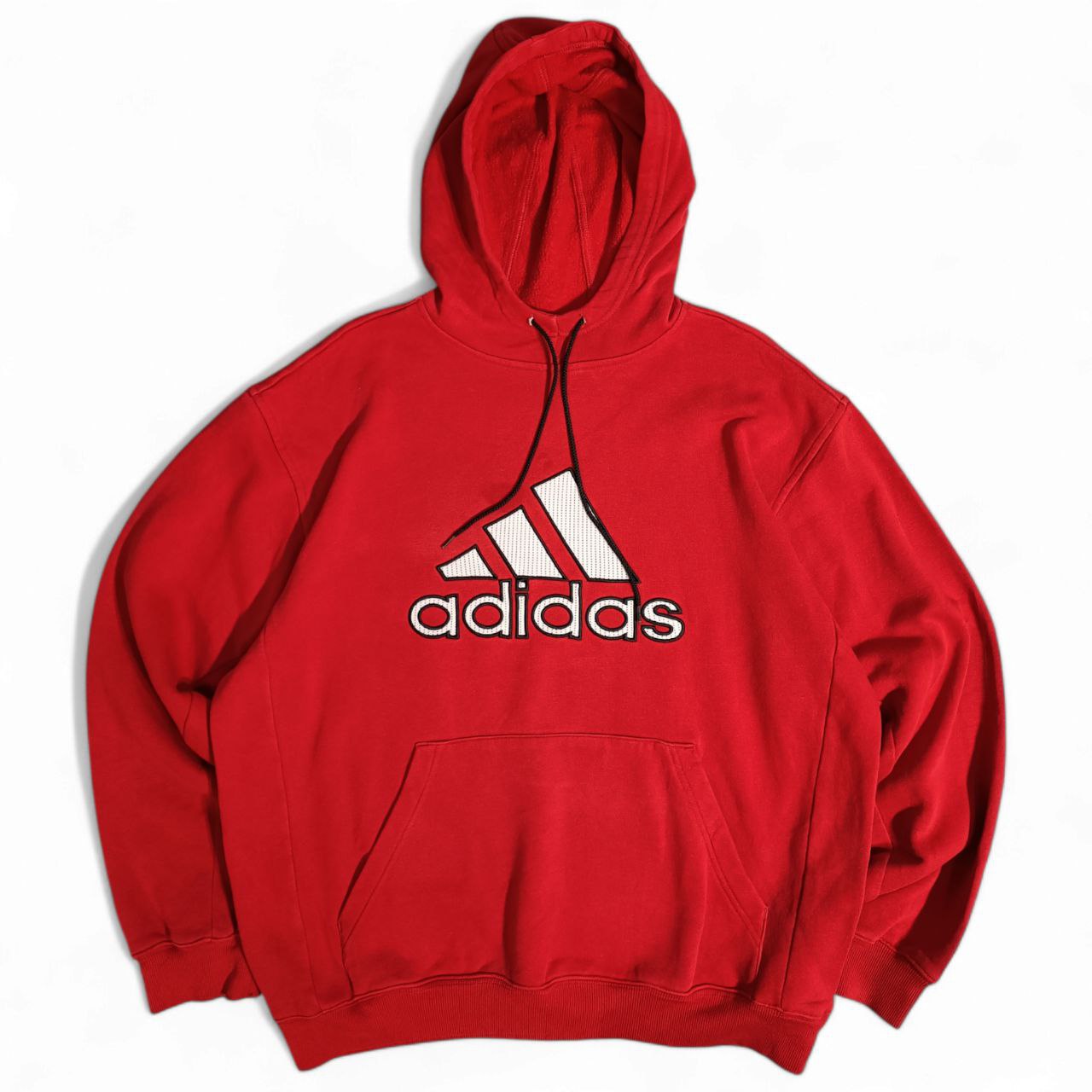 Adidas Felpa con Cappuccio Big Logo Vintage Hoodie Uomo (L)