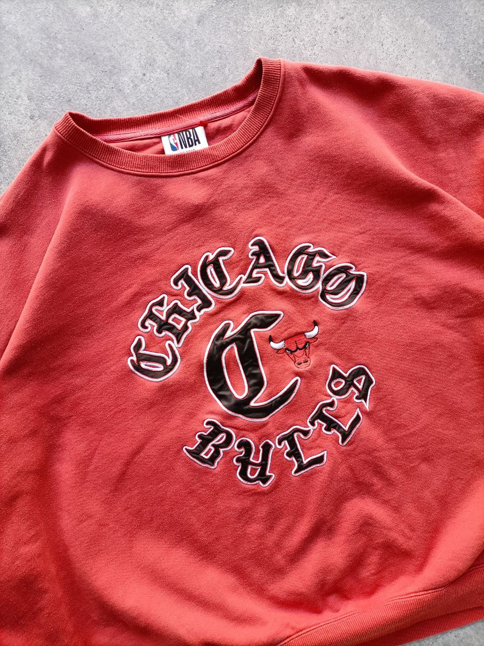 NBA Felpa Chicago Bulls Big Logo Vintage Hoodie Uomo (XL)
