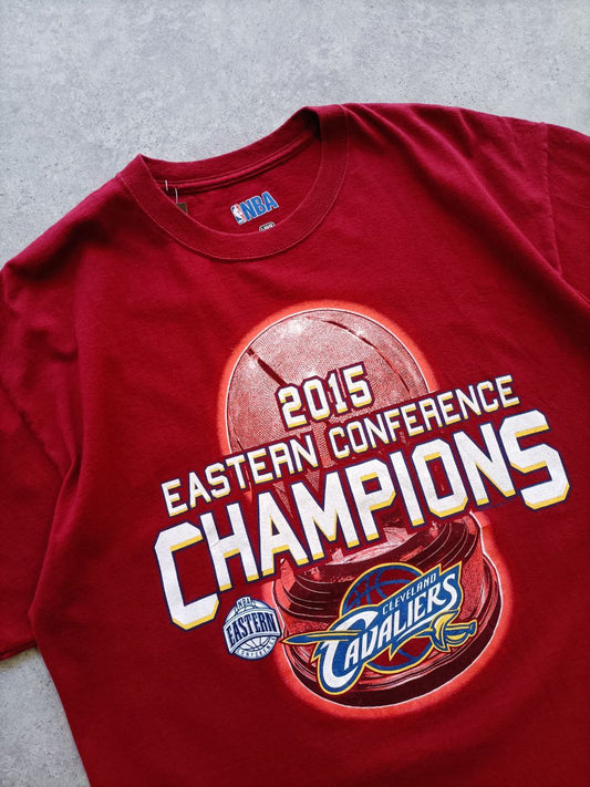 NBA T-Shirt Cleveland Cavaliers 2015 Vintage Champion Stampa Grande USA Uomo (L)