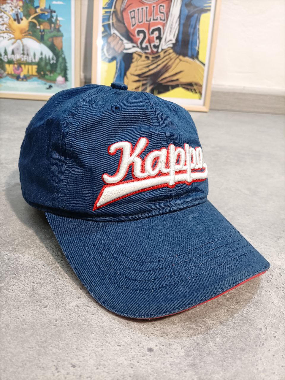 Kappa Cappello Logo Cucito Big Logo Vintage Baseball Cap Unisex (Regolabile)