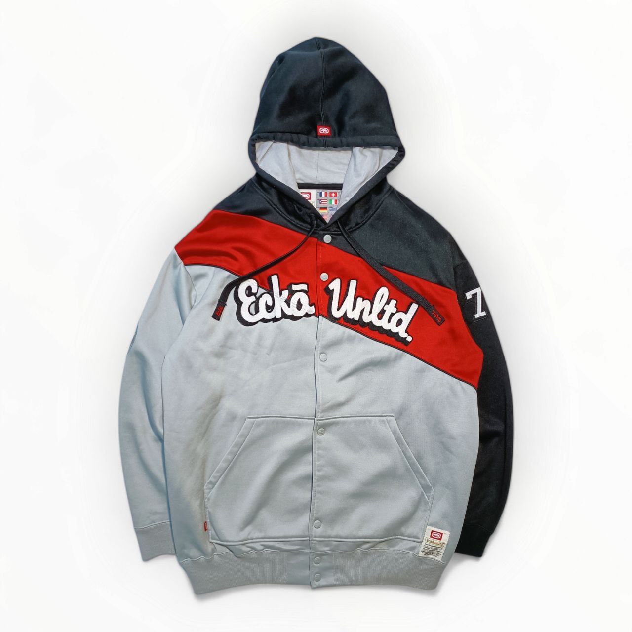 Ecko Unltd Felpa con Bottoni e Cappuccio Hoodie Vintage USA Uomo (2XL - XL)