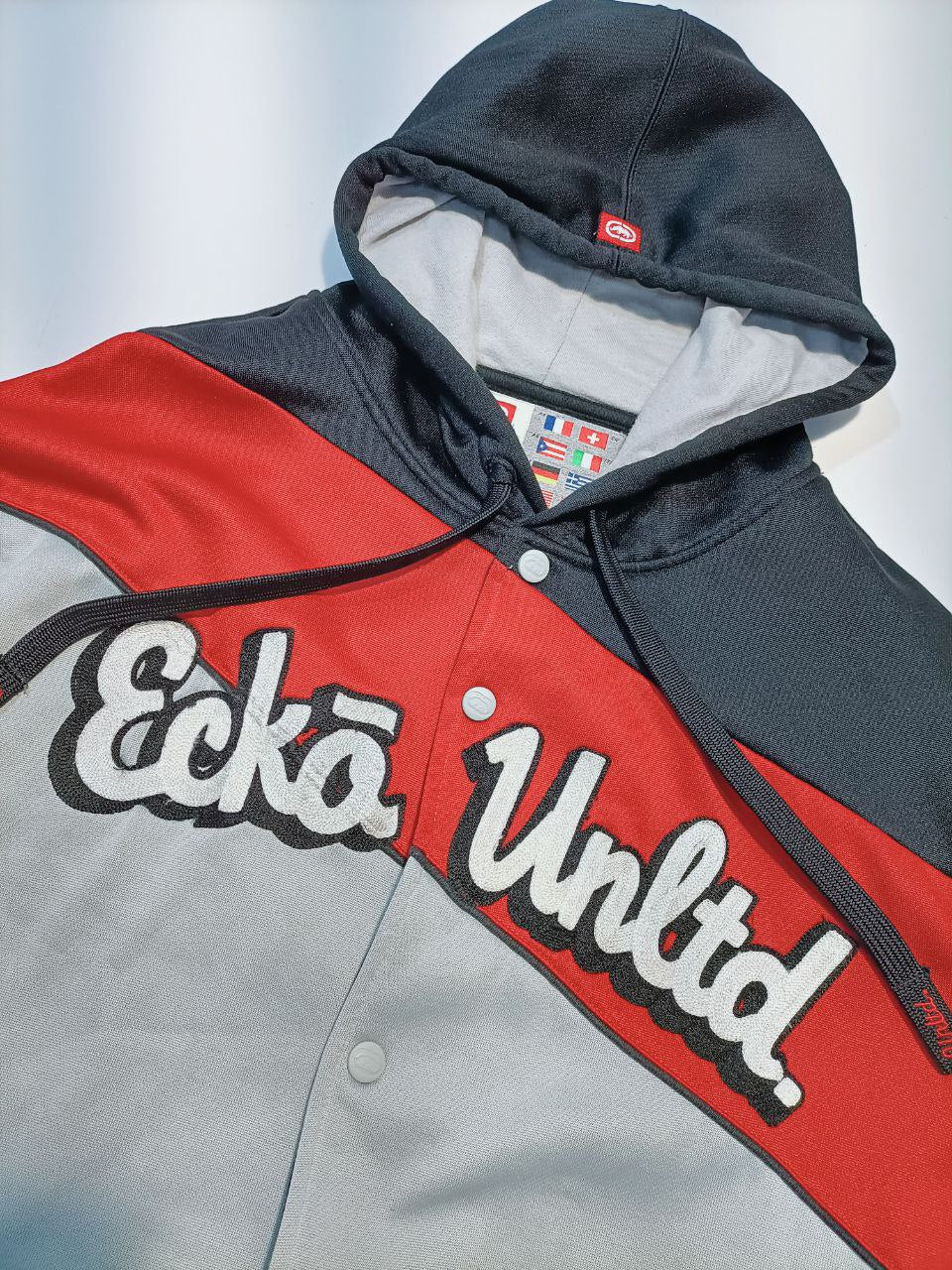 Ecko Unltd Felpa con Bottoni e Cappuccio Hoodie Vintage USA Uomo (2XL - XL)