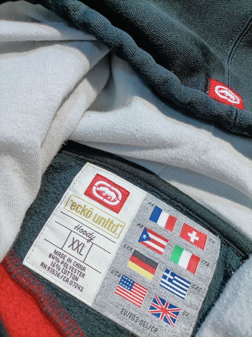 Ecko Unltd Felpa con Bottoni e Cappuccio Hoodie Vintage USA Uomo (2XL - XL)