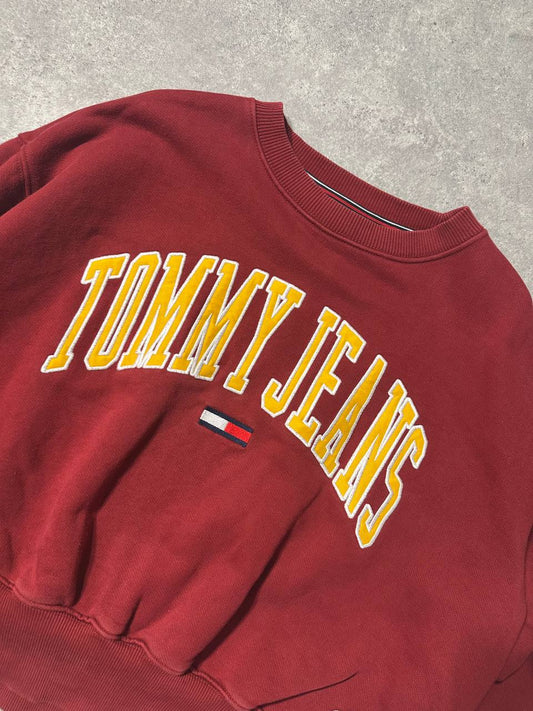 Tommy Jeans Felpa Crop Varsity Crew Big Logo Cucito Donna (M)