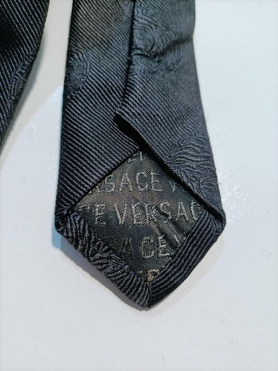 Versace Cravatta Nera Big Logo Vintage