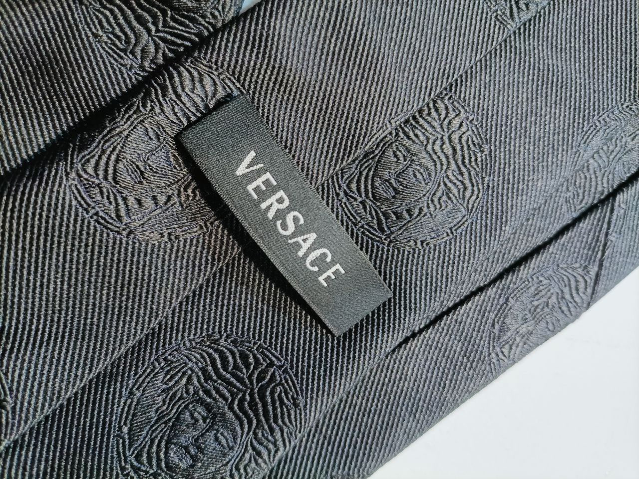 Versace Cravatta Nera Big Logo Vintage