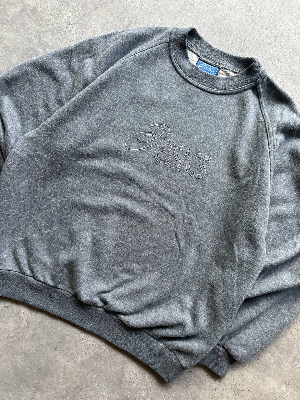 Asics Felpa Girocollo Vintage Big Logo Ricamato Sweatshirt Uomo/Donna (M)