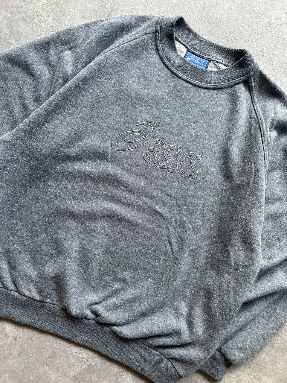 Asics Felpa Girocollo Vintage Big Logo Ricamato Sweatshirt Uomo/Donna (M)