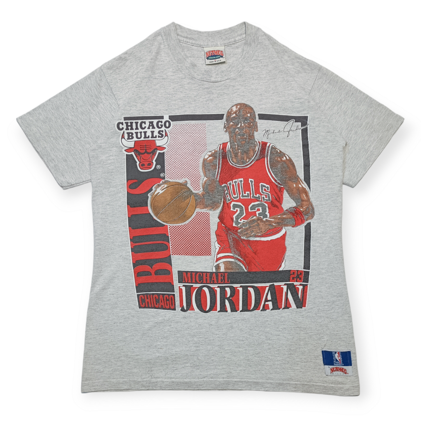 Chicago Bulls NBA T-shirt Vintage 1991 Michael Jordan Nutmeg Collezione Rare (M)
