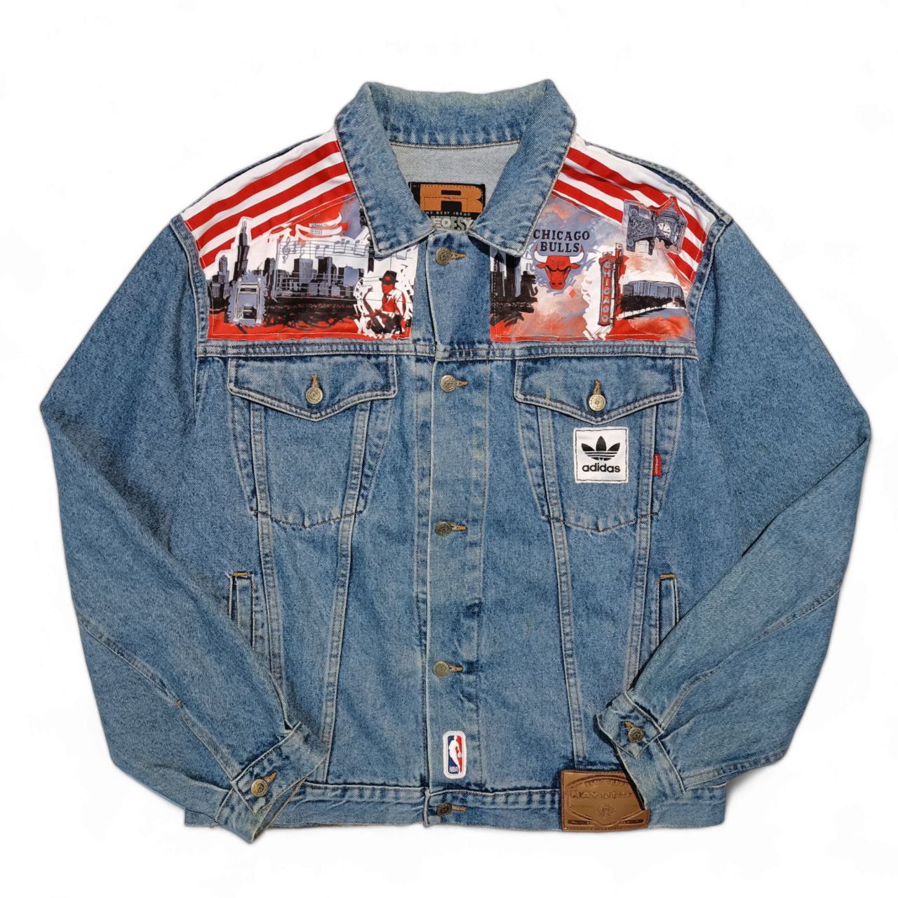Only For Visionary People Giacca Jeans Custom Chicago Bulls Adidas Uomo Donna (XL)