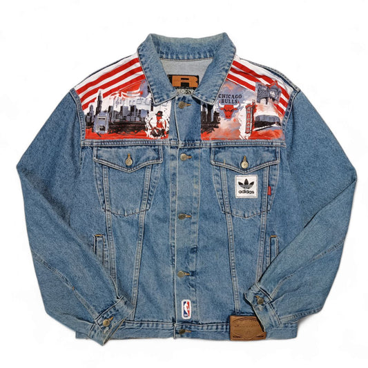 Only For Visionary People Giacca Jeans Custom Chicago Bulls Adidas Uomo Donna (XL)