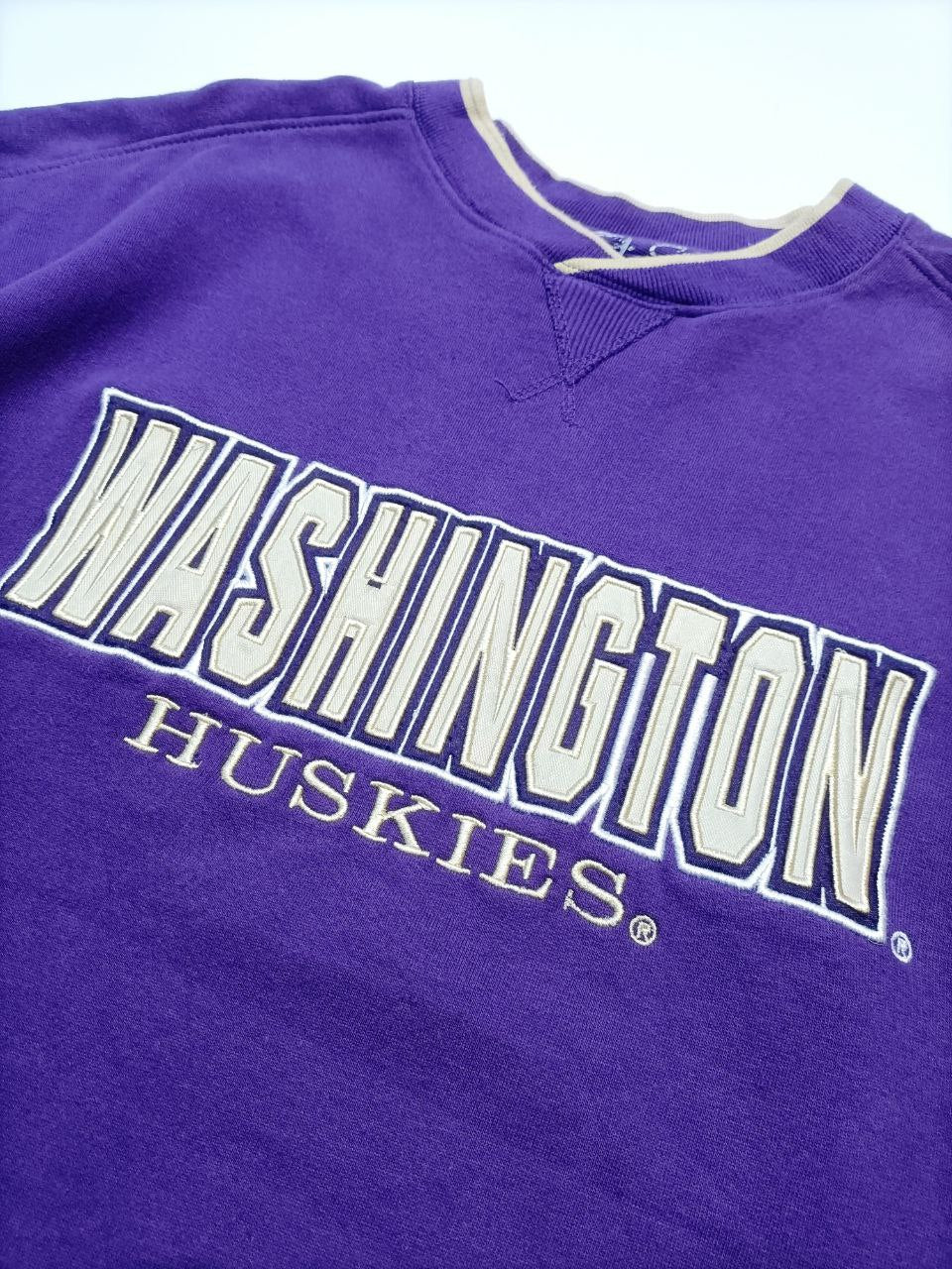 Felpa Girocollo Washington Huskies USA Vintage Hoodie Uomo (XL)