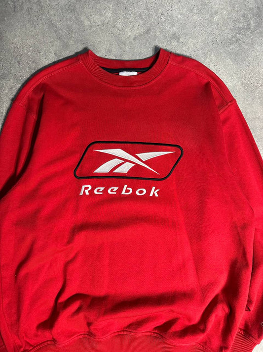 Reebok Felpa Girocollo Big Logo Vintage USA Sweatshirt Uomo (XL)