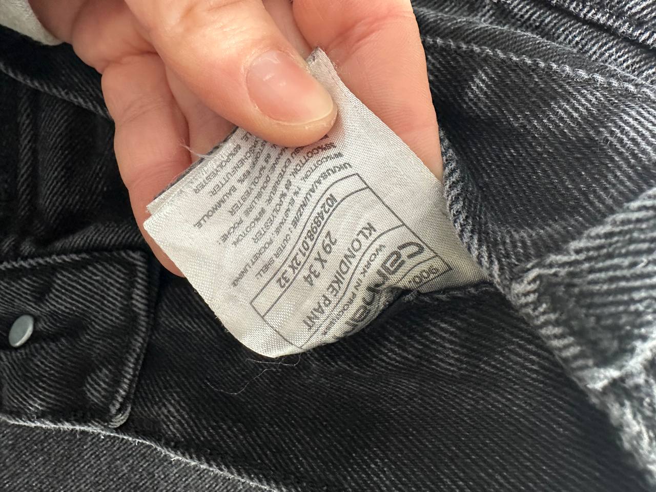 Carhartt Black Washed Denim Jeans Klondike Pant Vintage Iconic Uomo/Donna (40/42 IT)