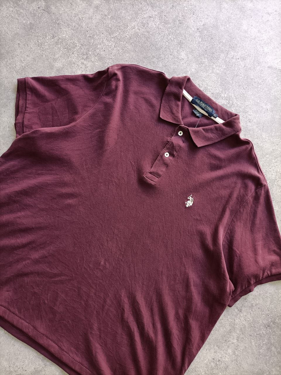 T-shirt Vintage Croppata Uomo – Bordeaux U.S. Polo Assn. (Taglia M IT / Etichetta XL)