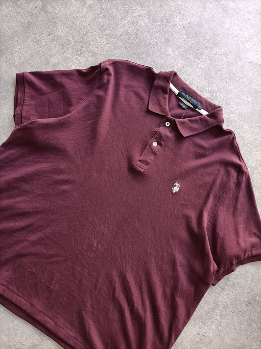 T-shirt Vintage Croppata Uomo – Bordeaux U.S. Polo Assn. (Taglia M IT / Etichetta XL)