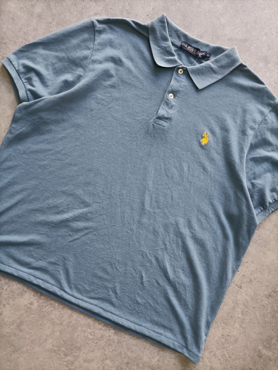 Polo Vintage Croppata Uomo – Celeste Grigio U.S. Polo Assn. (Taglia M IT / Etichetta XL)