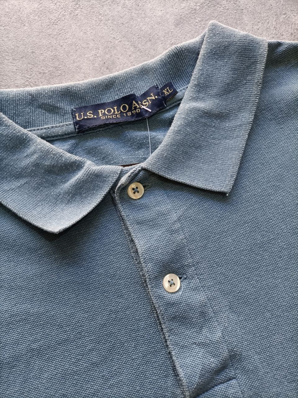 Polo Vintage Croppata Uomo – Celeste Grigio U.S. Polo Assn. (Taglia M IT / Etichetta XL)