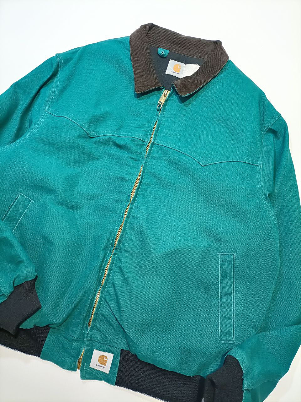 Carhartt - Vintage 90s Carhartt Santa Fe Canvas Western - Bomber Jacket RARE - Acqua Blue (2XL)