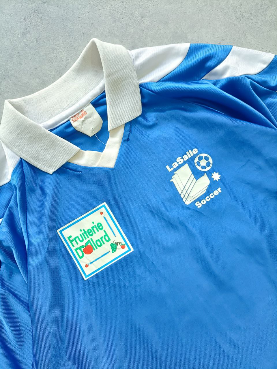 LaSalle Soccer T Shirt Maglia Calcio Con Colletto Blu E Bianca (XL)