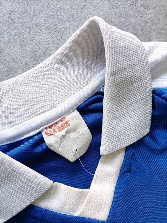 LaSalle Soccer T Shirt Maglia Calcio Con Colletto Blu E Bianca (XL)