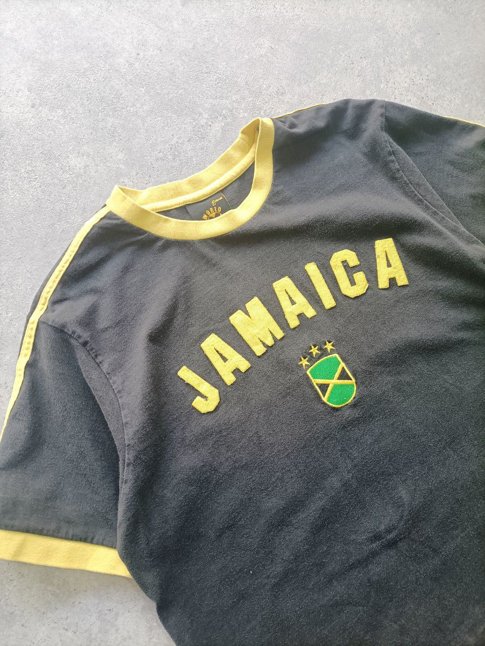 Jamaica Soccer T Shirt Nera Con Bordi Gialli (L)