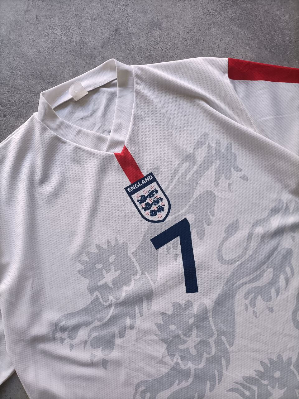 England T Shirt Calcio Beckham Vintage Bianca (XL)