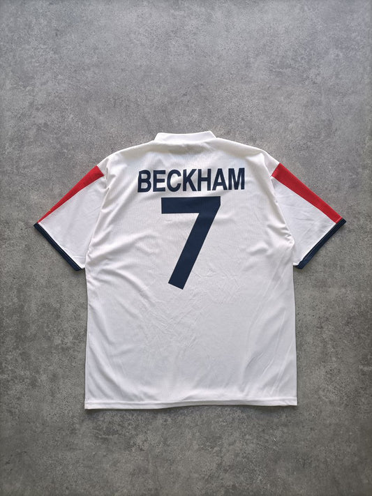 England T Shirt Calcio Beckham Vintage Bianca (XL)