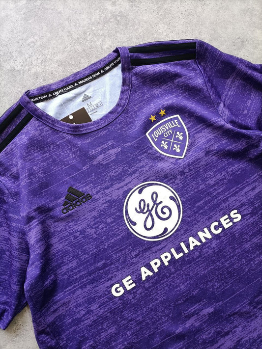 Adidas T Shirt Calcio Louisville Stampa Toyota Posteriore Viola E Nera (M)