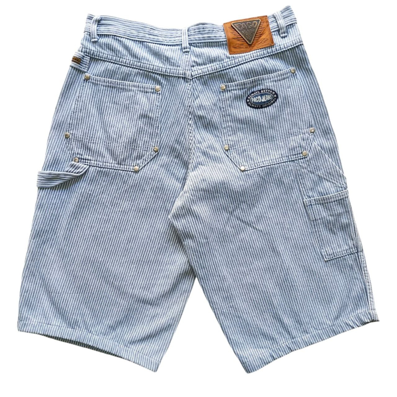 Paco Jeans Vintage Shorts a Righe – Uomo/Donna Denim Carpenter 90s (Taglia 44 ITA)