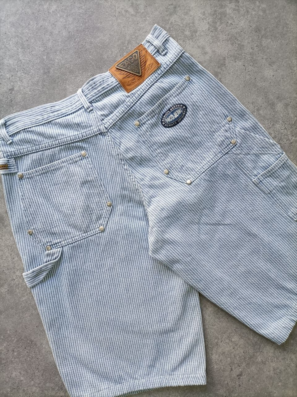 Paco Jeans Vintage Shorts a Righe – Uomo/Donna Denim Carpenter 90s (Taglia 44 ITA)