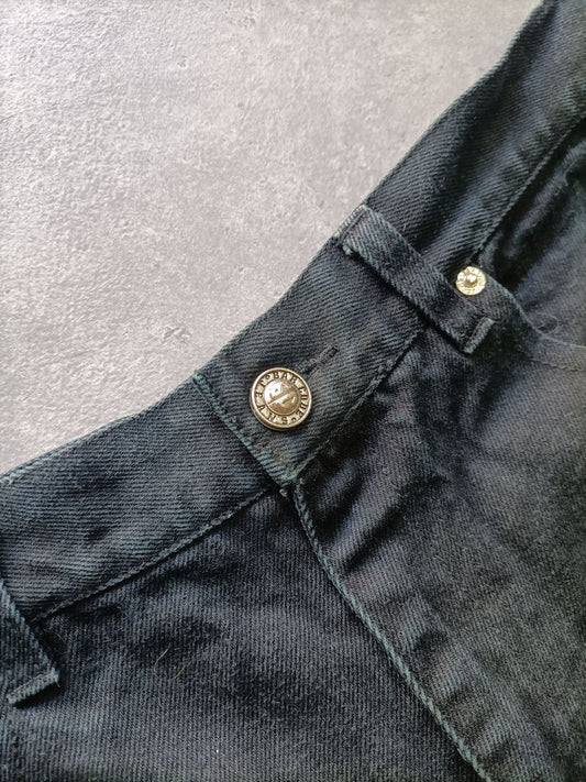 Jorts Vintage 90s Barcode Jeans – Shorts Uomo Neri Big Logo (Taglia 48 ITA)