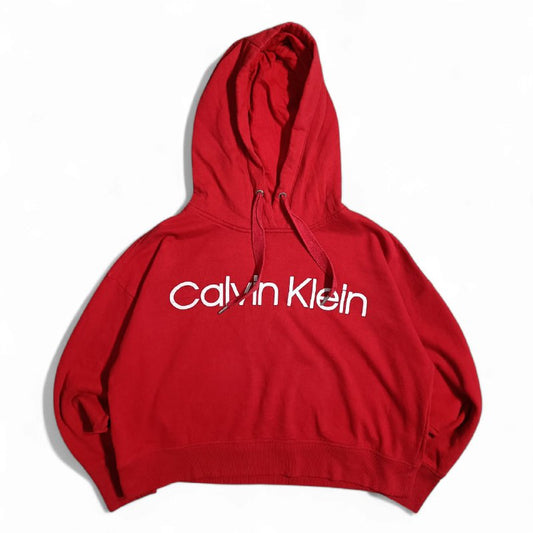 Calvin Klein Felpa Crop Big Logo Hoodie Donna (L)