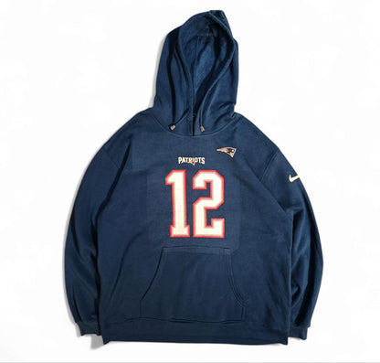 Nike Felpa con Cappuccio Patriots Brady 12 USA Football Hoodie Uomo (2XL)