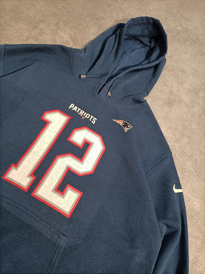 Nike Felpa con Cappuccio Patriots Brady 12 USA Football Hoodie Uomo (2XL)