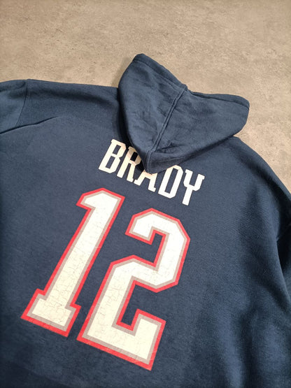 Nike Felpa con Cappuccio Patriots Brady 12 USA Football Hoodie Uomo (2XL)