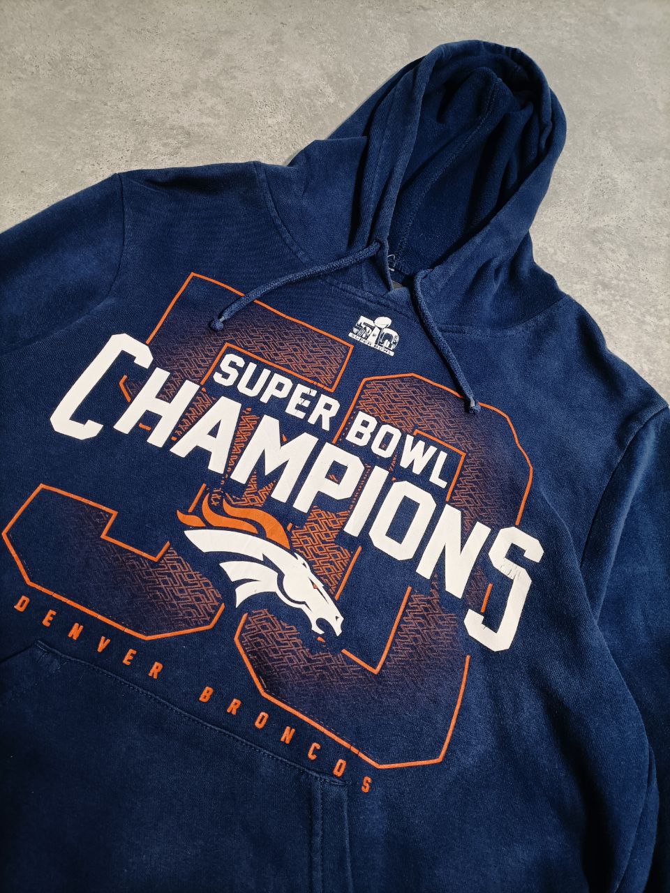 Felpa USA con Cappuccio Champion Superbwl Broncos Hoodie Uomo (M)