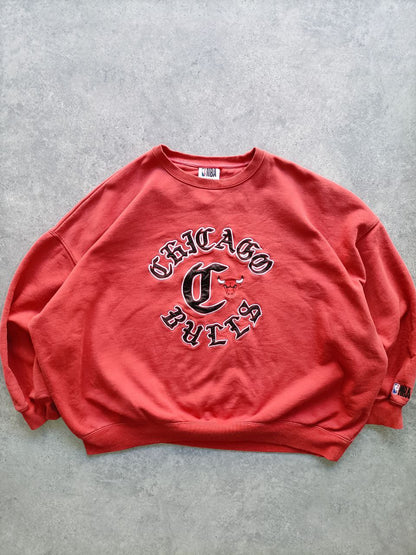 NBA Felpa Chicago Bulls Big Logo Vintage Hoodie Uomo (XL)