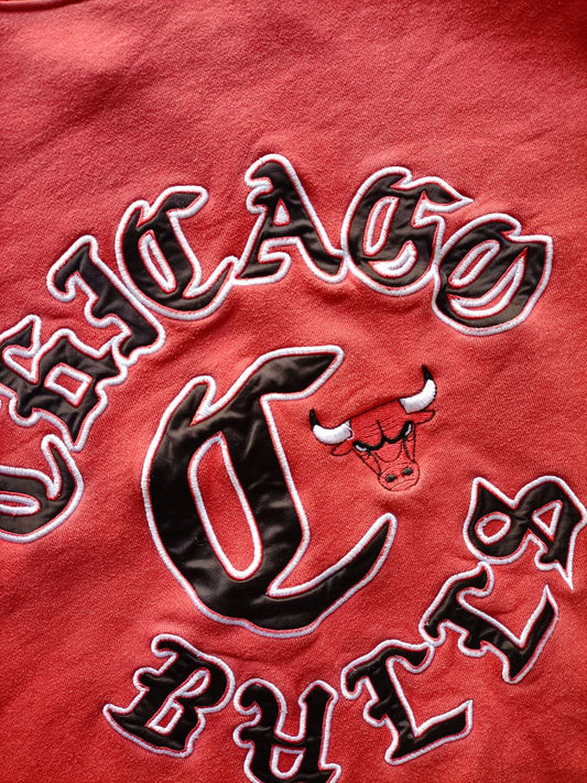NBA Felpa Chicago Bulls Big Logo Vintage Hoodie Uomo (XL)