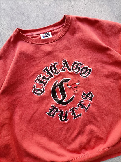 NBA Felpa Chicago Bulls Big Logo Vintage Hoodie Uomo (XL)