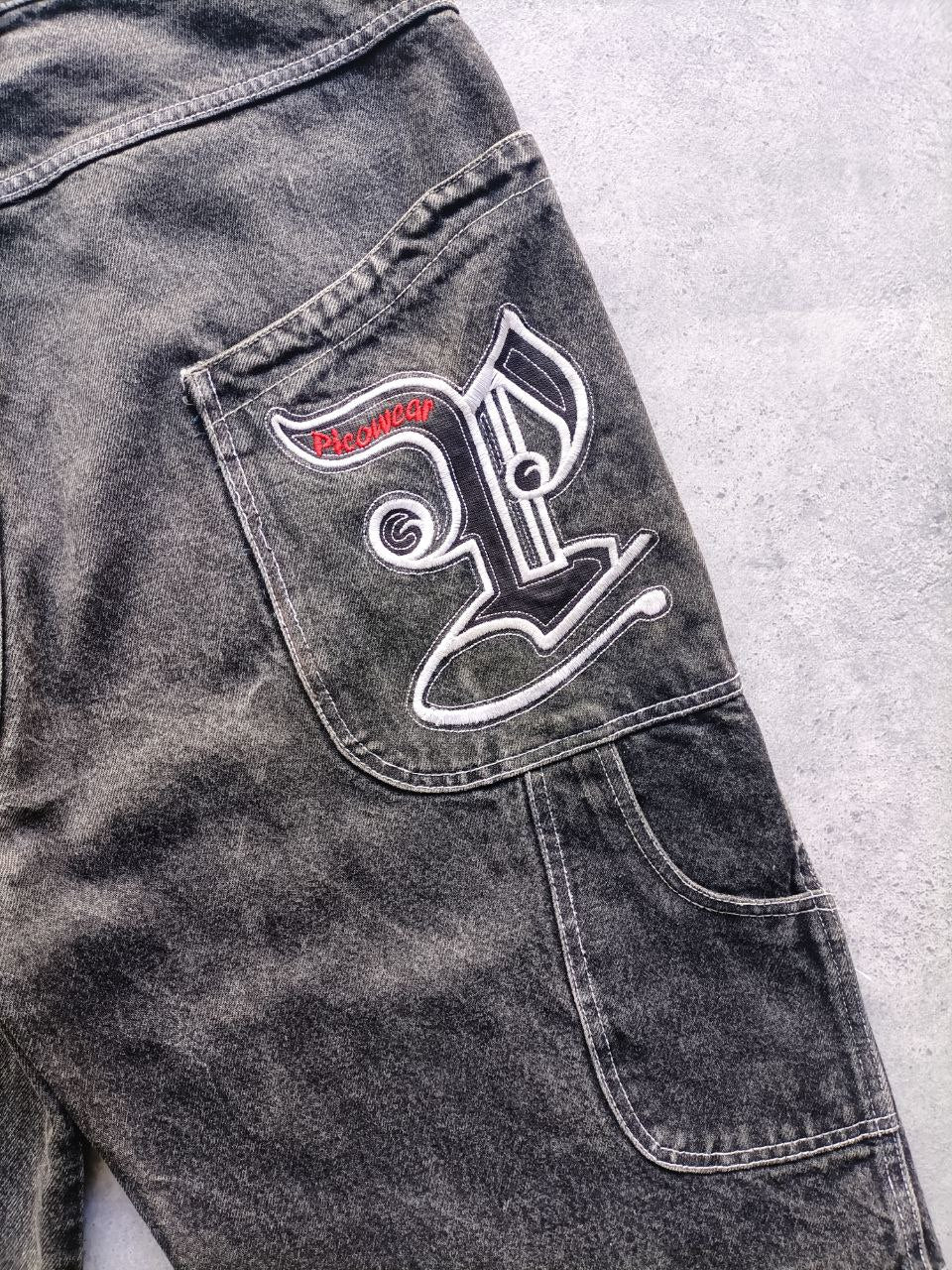 Picowear Jorts USA Vintage Hip-Hop Jorts Logo Cucito Uomo (50 IT)