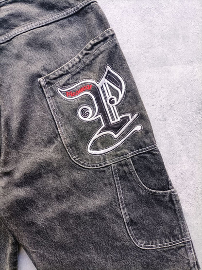 Picowear Jorts USA Vintage Hip-Hop Jorts Logo Cucito Uomo (50 IT)