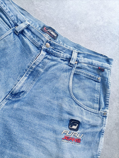 Fubu Jeans Jorts Vintage Logo Cucito USA Uomo (54 IT)