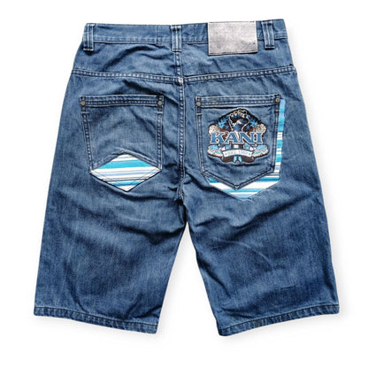 Karl Kani Shorts YK2 Big Logo Skater Vintage USA Denim Uomo (46 IT)