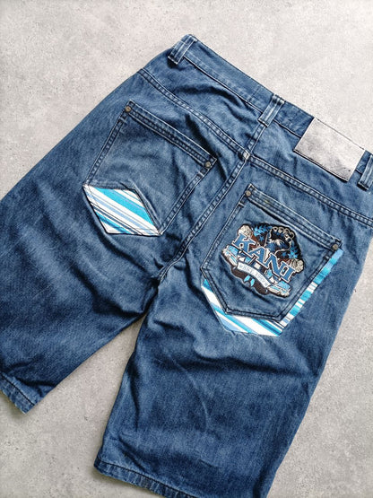 Karl Kani Shorts YK2 Big Logo Skater Vintage USA Denim Uomo (46 IT)
