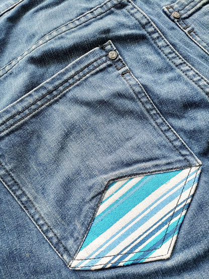 Karl Kani Shorts YK2 Big Logo Skater Vintage USA Denim Uomo (46 IT)