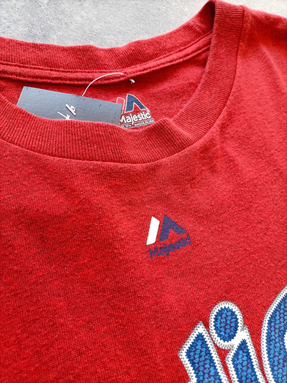 Majestic T-Shirt Indians Big Logo In Rilievo con Ricamo USA Baseball Uomo (L)