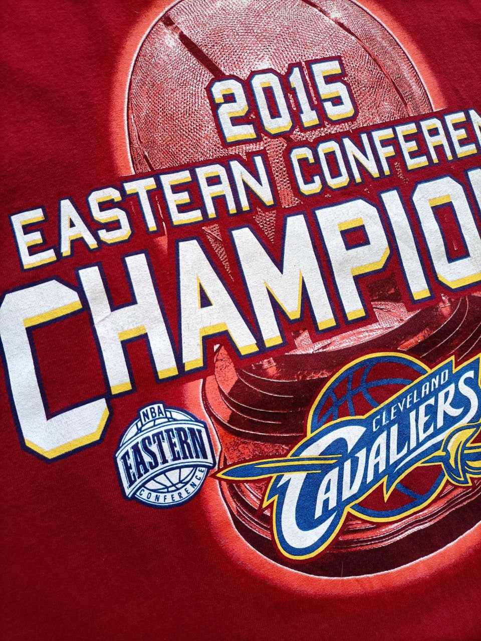 NBA T-Shirt Cleveland Cavaliers 2015 Vintage Champion Stampa Grande USA Uomo (L)