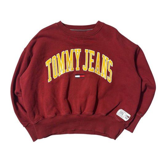Tommy Jeans Felpa Crop Varsity Crew Big Logo Cucito Donna (M)